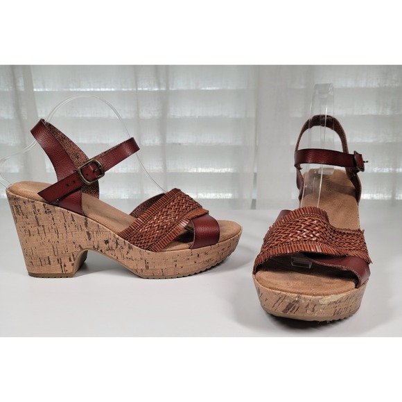 Maurices Shoes - Maurices Brooklyn Brown Cork Wedge Heels Sandals Braided Faux Leather 10 M Shoes